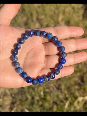 Men’s Natural Blue Lapis Lazuli Crystal Bead Bracelet Handmade Jewelry